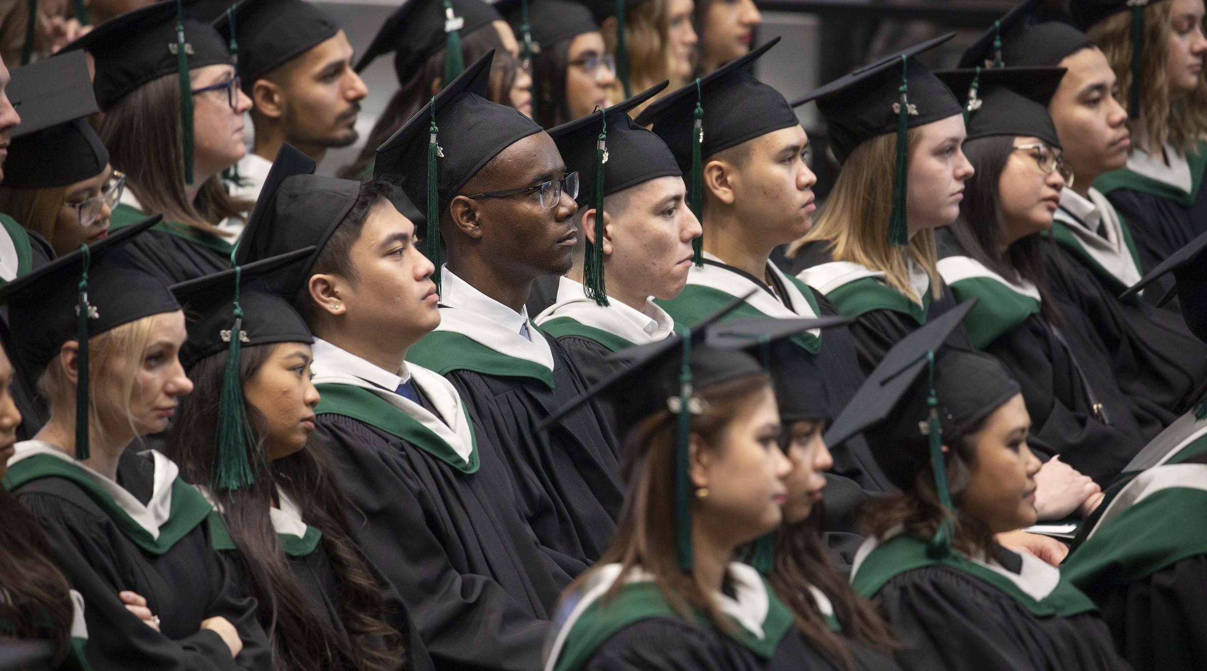 Students wearing convocation gowns