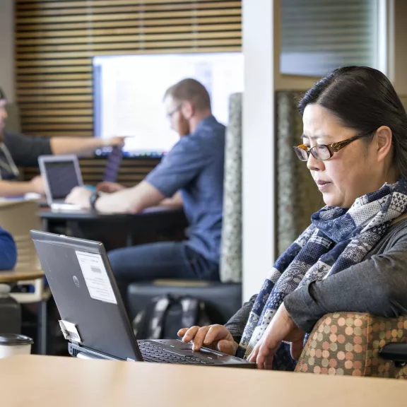 Students studying inside RDP's Downtown Campus at the Millennium Centre