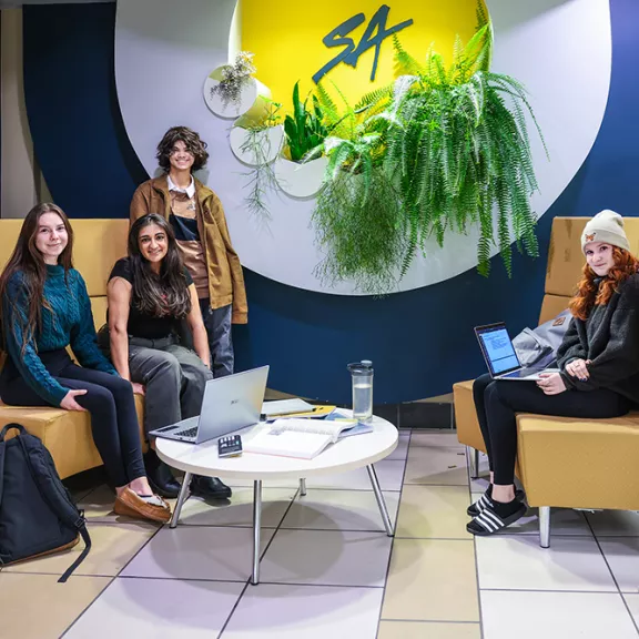 Students in front of SA Friendship Nook