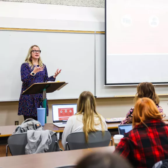 Legal Assistant instructor speaking to class