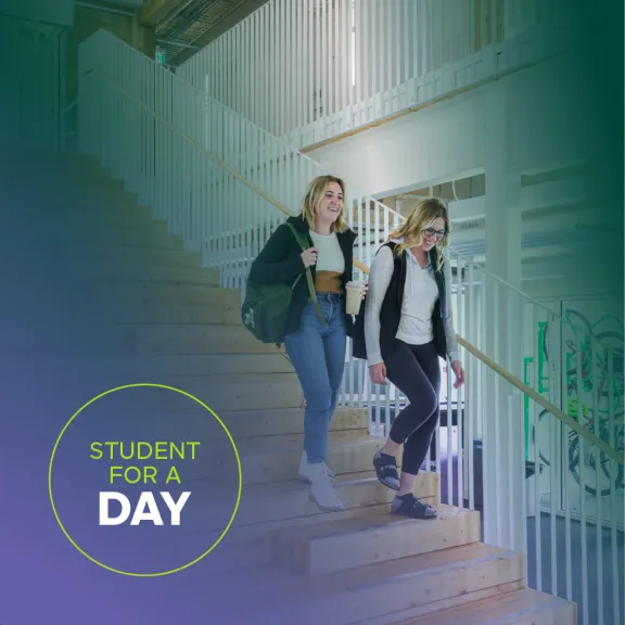 Student for a Day students walking down stairs